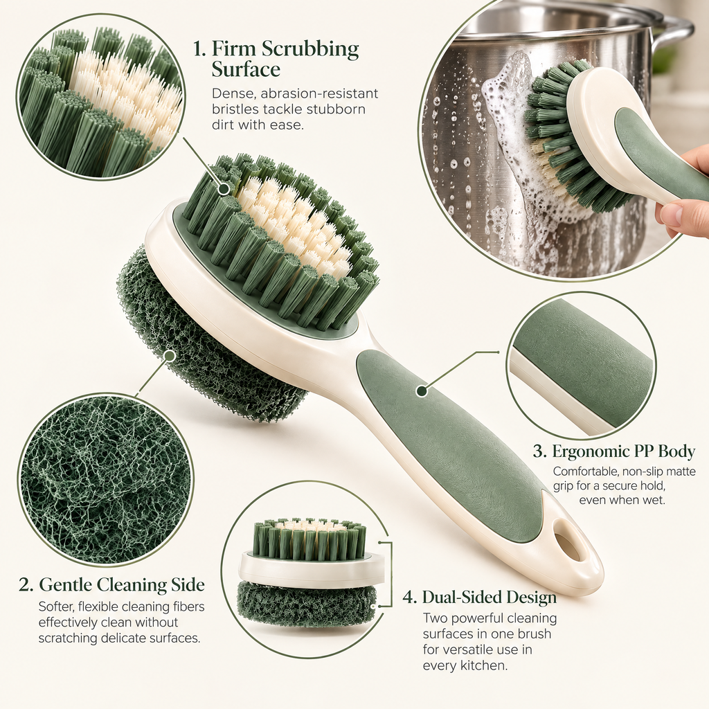 Avelmeron™ Dual-Sided Pot & Pan Scrub Brush