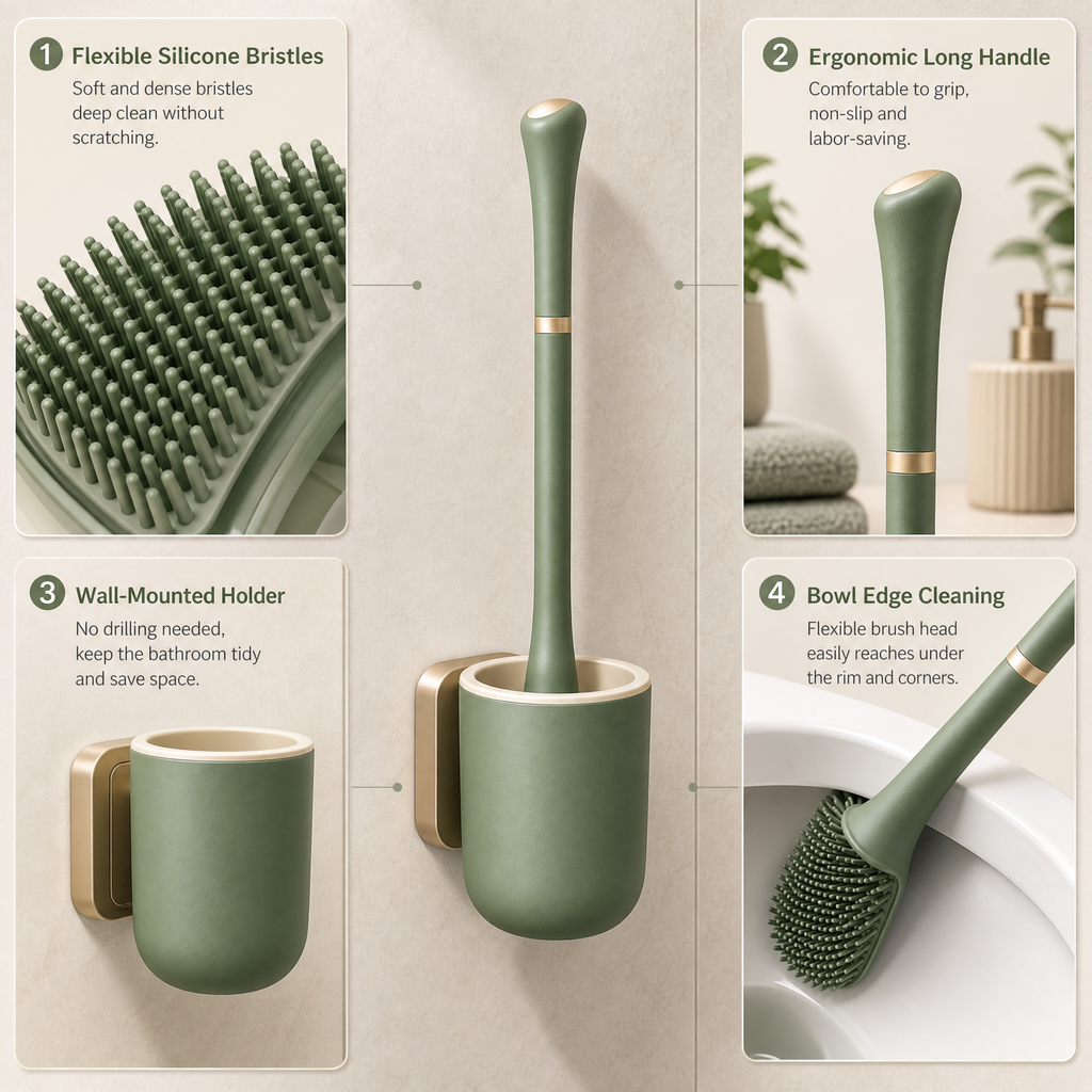 Avelmeron™ Wall-Mounted Toilet Brush Set