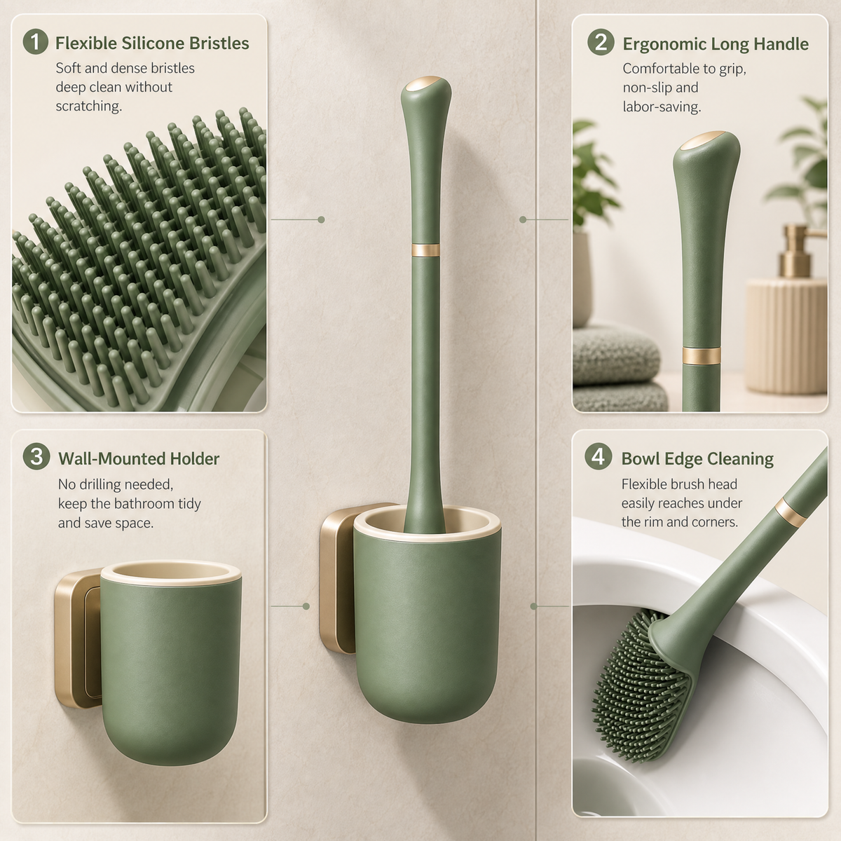 Avelmeron™ Wall-Mounted Toilet Brush Set