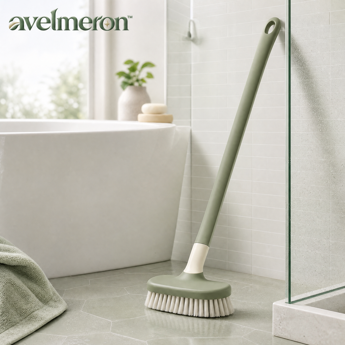 Avelmeron™ Long Handle Shower Floor Scrub Brush