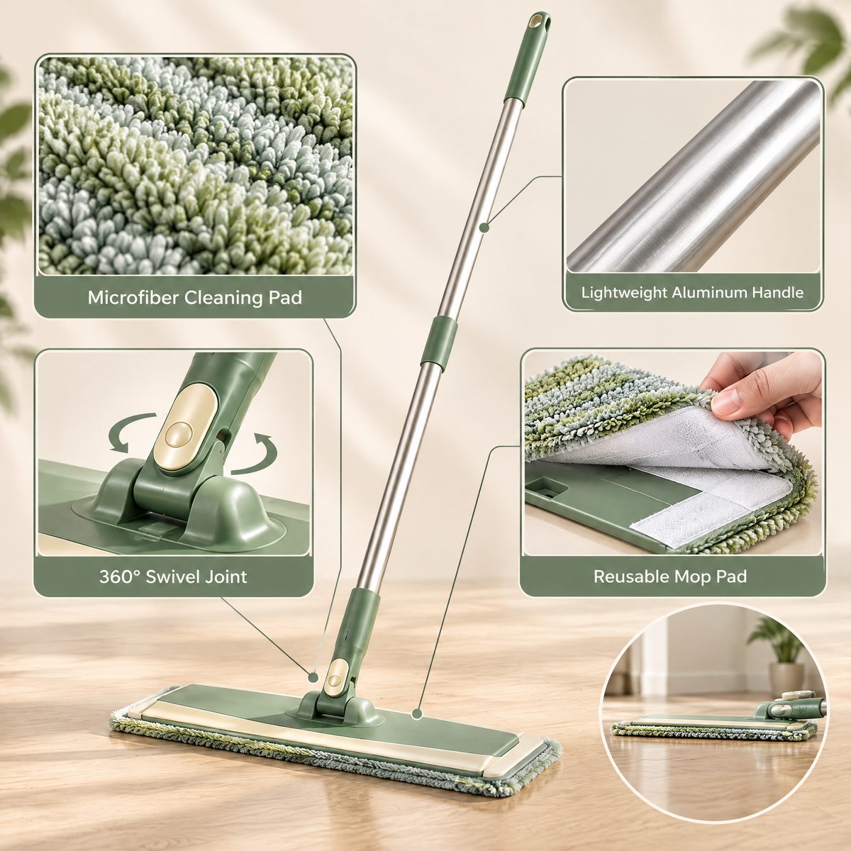 Avelmeron™ Slim Microfiber Flat Mop