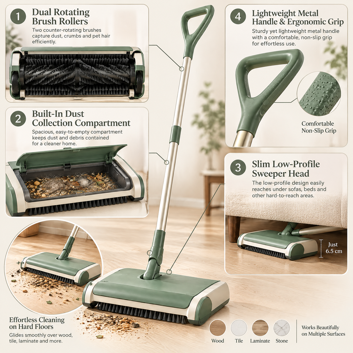 Avelmeron™ Manual Floor Sweeper