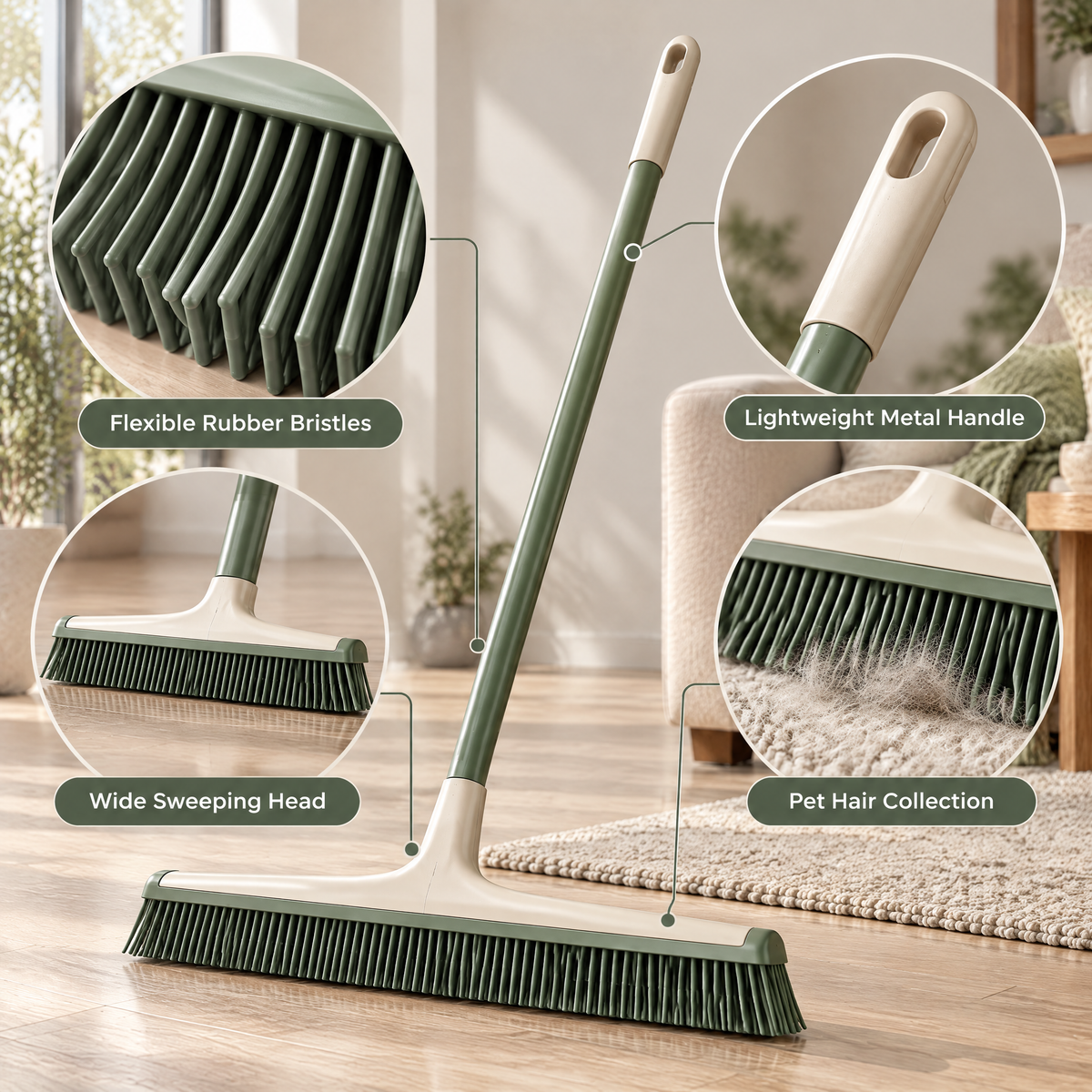 Avelmeron™ Rubber Pet Hair Broom